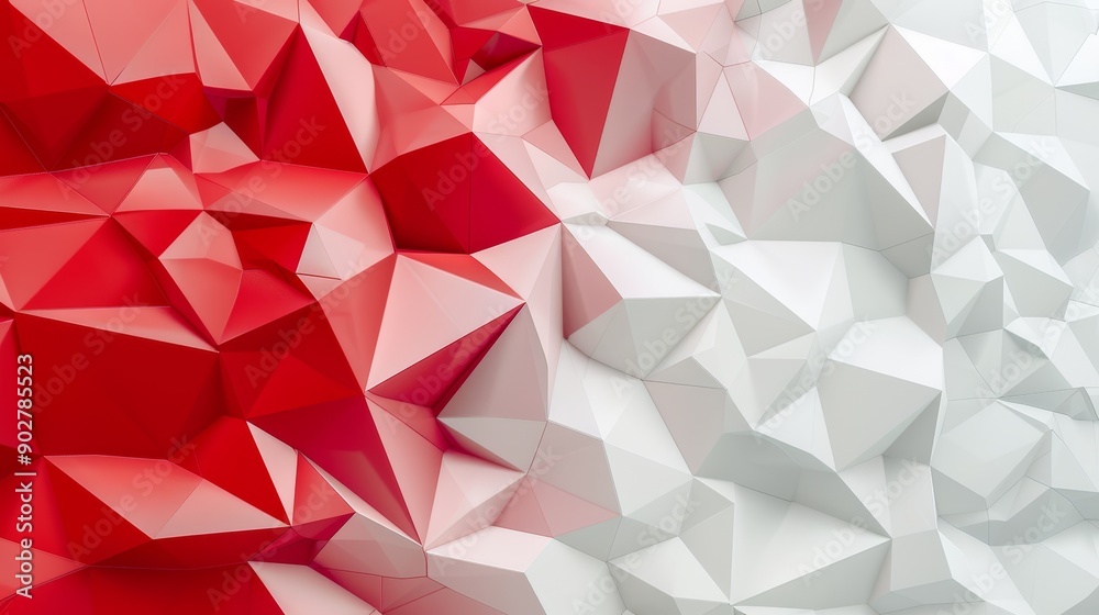 Vibrant Red White Gradient Polygonal Surface - Abstract 3D Render Concept Vibrant Red White Gradient Polygonal Surface - Abstract 3D Render Concept