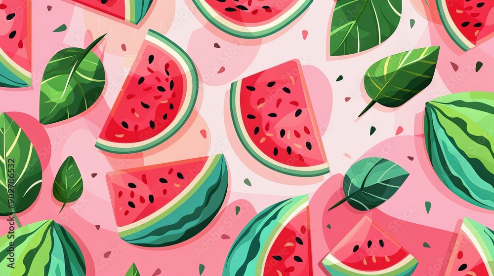 Watermelon slices on isolated blue Watermelon slices on isolated blue