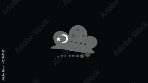 Abstract Chat Flat Icon,Simple icons cloud on black background.