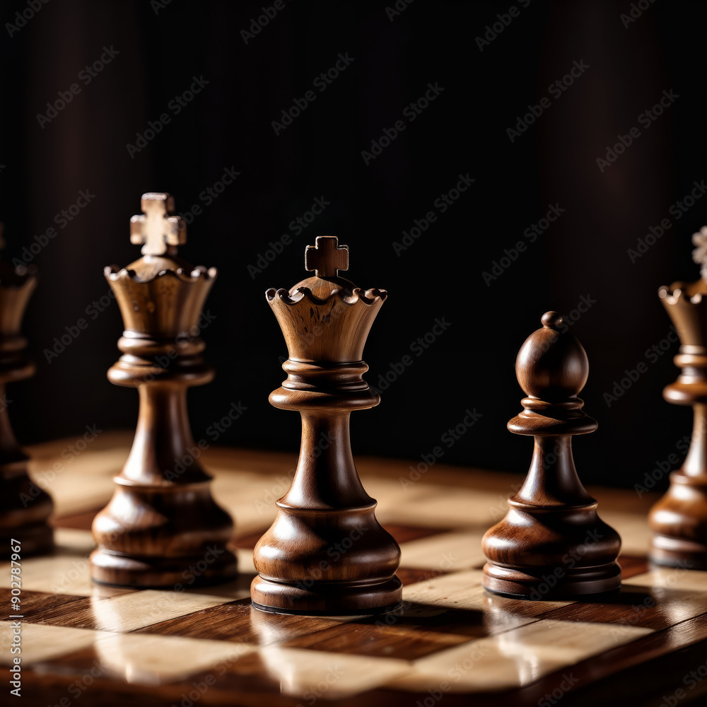 Chess board with pieces in move Chess board with pieces in move