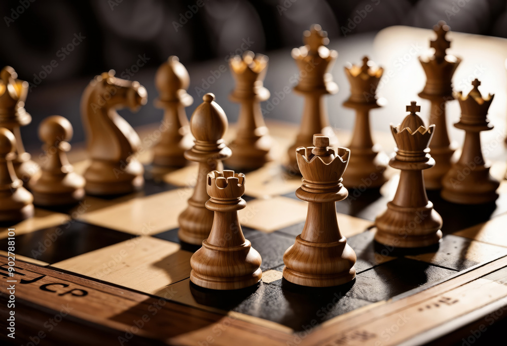 Chess board with pieces in move Chess board with pieces in move