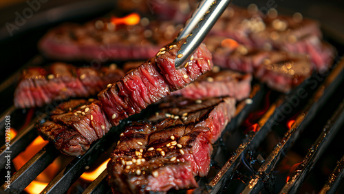 Korean BBQ Unleashed: A Fiery Dance of Steak and Flames photo