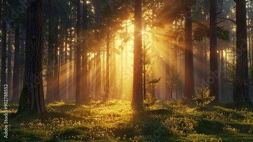 silent forest spring , beautiful bright forest spring , spring forest scenery , silent and peaceful forest in spring , beautiful bright colors of spring forest