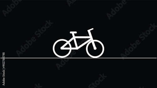Abstract black and white bicycle icon, design vector on black background.