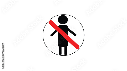abstract  just man not allowed, no man allowed to enter icon on white background.