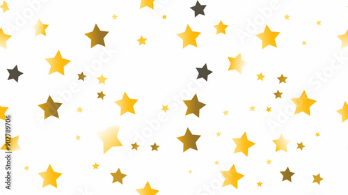 A festive pattern of golden stars scattered on a white background, perfect for holiday decorations, celebrations, and festive designs. © tohceenilas