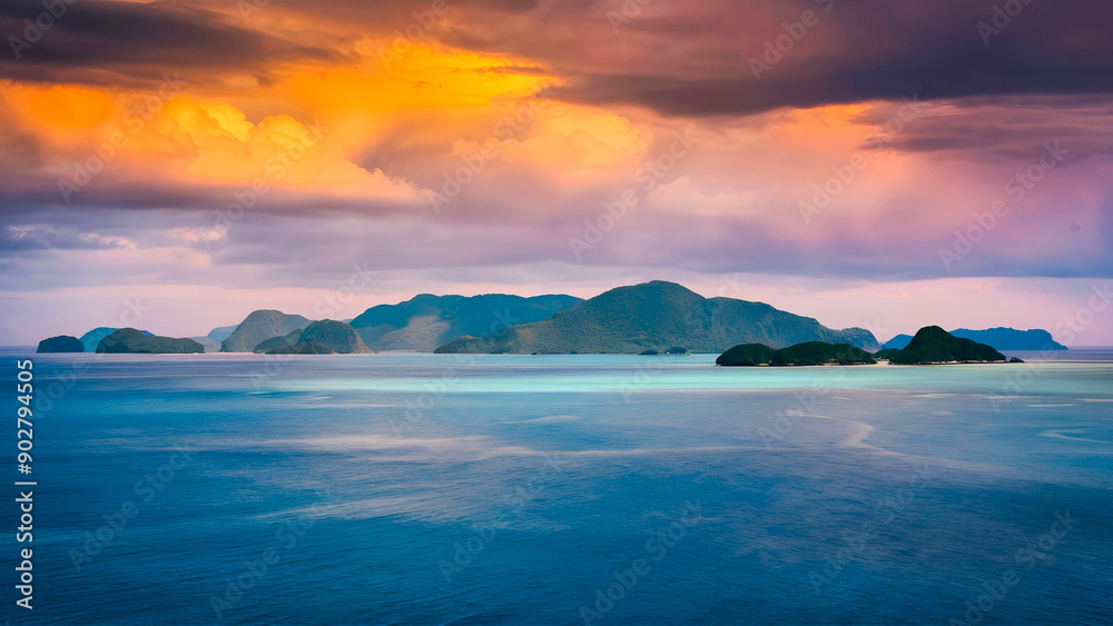 Naklejka premium sunset over the sea