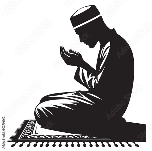 Muslim Praying illustration silhouette praying symbol