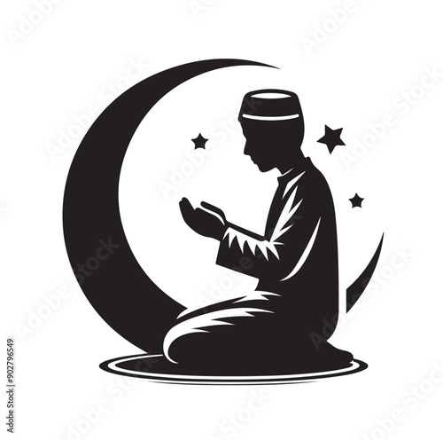 Muslim Praying illustration silhouette praying symbol