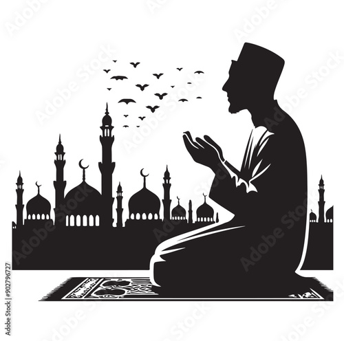 Muslim Praying illustration silhouette praying symbol