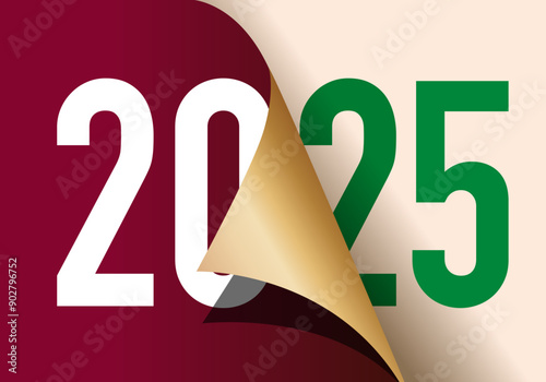 oncept du changement, avec une page qui se tourne pour faire place à l’année 2025.