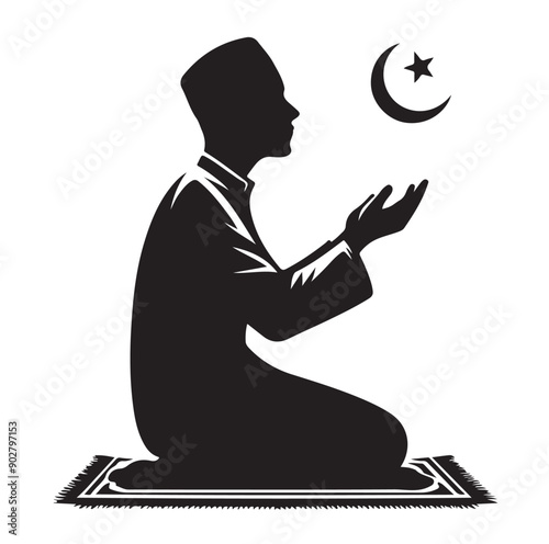 Muslim Praying illustration silhouette praying symbol