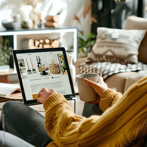 A person reading product descriptions for home improvement tools online