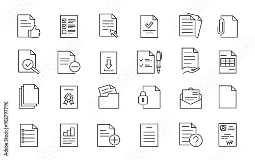 Big set of document icon. Legal document for web. Vector