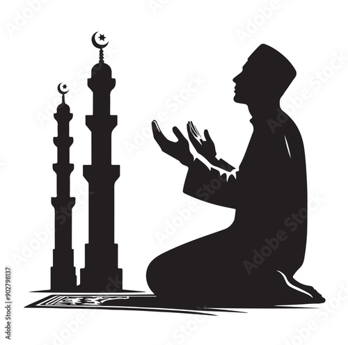 Muslim Praying illustration silhouette praying symbol