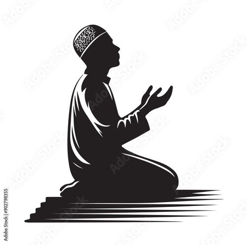 Muslim Praying illustration silhouette praying symbol