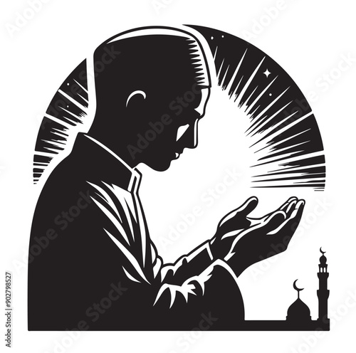 Muslim Praying illustration silhouette praying symbol