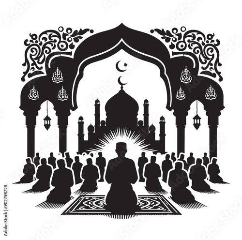 Muslim Praying illustration silhouette praying symbol