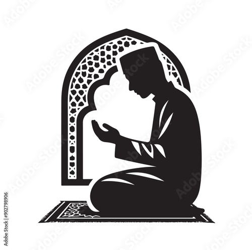 Muslim Praying illustration silhouette praying symbol
