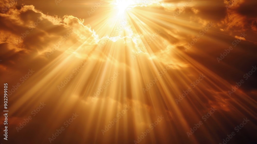The sun is shining through the clouds, creating a warm and peaceful atmosphere. The light is streaming through the sky, illuminating the clouds and creating a sense of hope and renewal The sun is shining through the clouds, creating a warm and peaceful atmosphere. The light is streaming through the sky, illuminating the clouds and creating a sense of hope and renewal