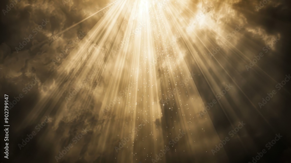 The sun is shining through the clouds, creating a warm and peaceful atmosphere. The light is streaming through the sky, illuminating the clouds and creating a sense of hope and renewal The sun is shining through the clouds, creating a warm and peaceful atmosphere. The light is streaming through the sky, illuminating the clouds and creating a sense of hope and renewal