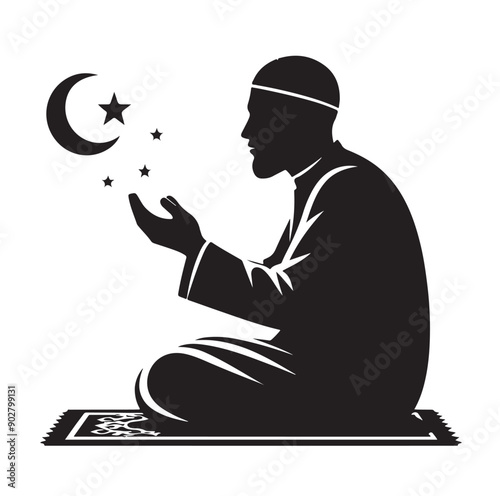Muslim Praying illustration silhouette praying symbol