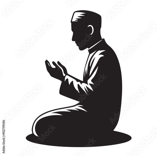 Muslim Praying illustration silhouette praying symbol
