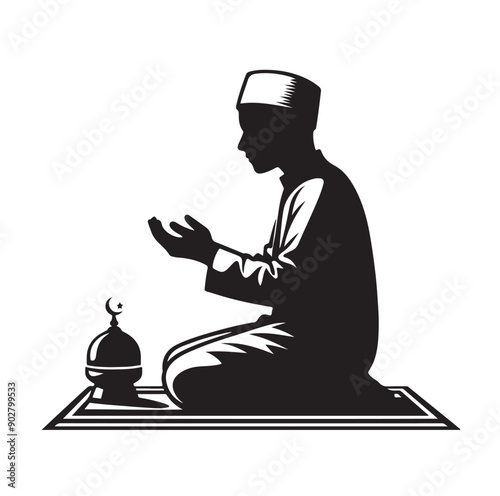 Muslim Praying illustration silhouette praying symbol