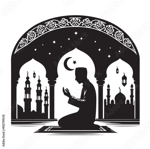 Muslim Praying illustration silhouette praying symbol