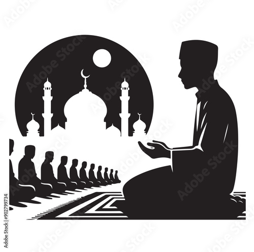 Muslim Praying illustration silhouette praying symbol