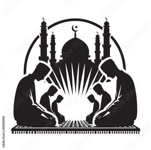 Muslim Praying illustration silhouette praying symbol