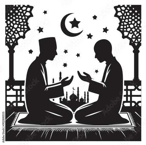 Muslim Praying illustration silhouette praying symbol