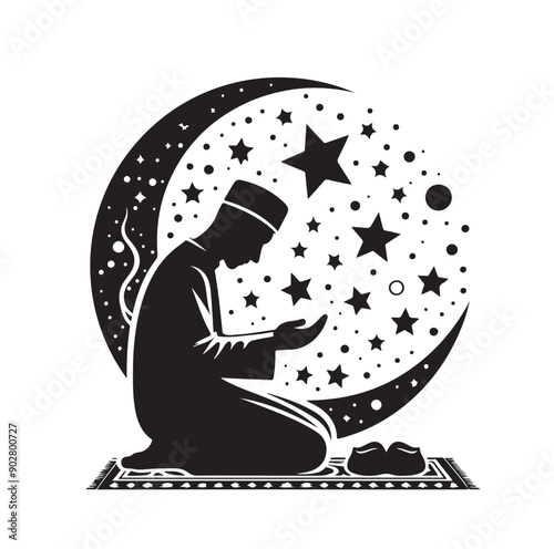 Muslim Praying illustration silhouette praying symbol