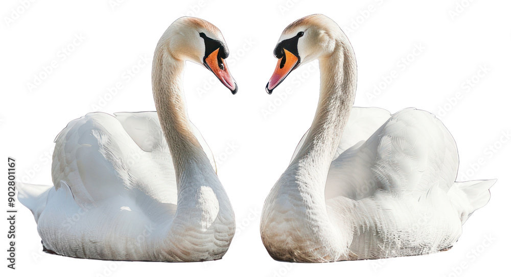Obraz premium PNG Elegant swans facing each other