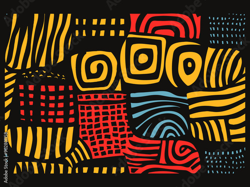 african inspired seamless pattern, ethnic abstract background traditional vector wallpaper