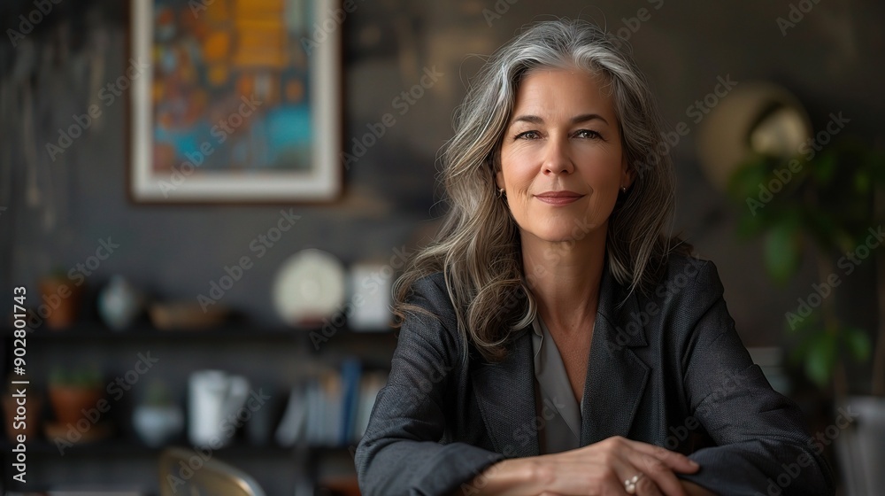 Ageless Confidence: A portrait of a mature businesswoman, radiating wisdom and experience, in a contemporary office setting. Ageless Confidence: A portrait of a mature businesswoman, radiating wisdom and experience, in a contemporary office setting.