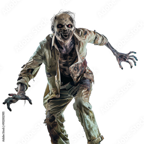 Obraz na płótnie Zombie isolated on transparent or white background 