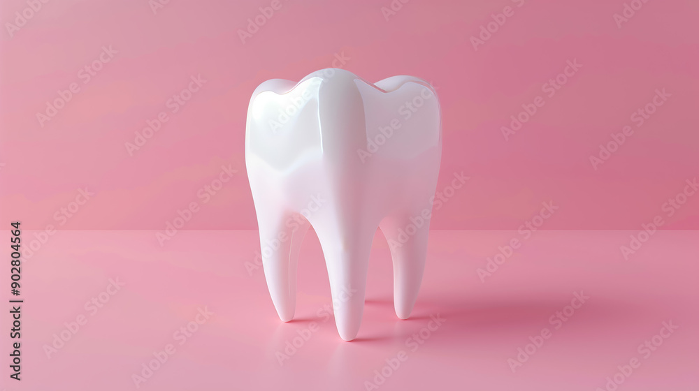 3D rendering of a white tooth on a pink background, symbolizing dental health and hygiene. 3D rendering of a white tooth on a pink background, symbolizing dental health and hygiene.