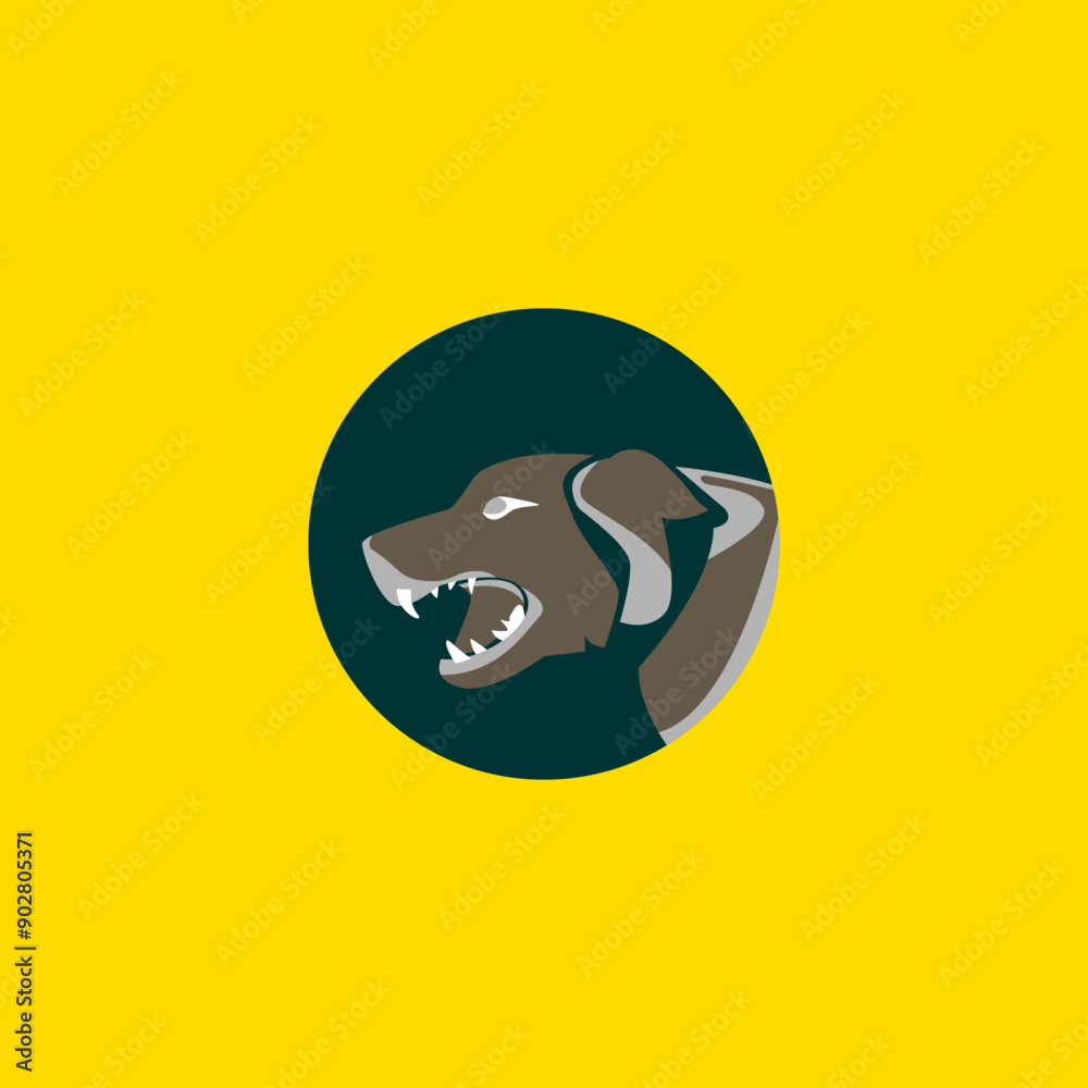 Fototapeta premium Vector graphic of the Angry dog ​​Face Vector Illustration logo, Ferocious dog mascot on a yellow background 