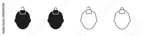 Personal profile lock vector icon set. User unlocking concept icons.