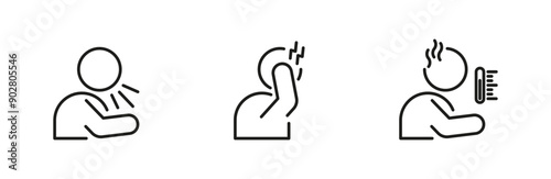 Illness symptom vector icon set. Medical virus symptoms icons.