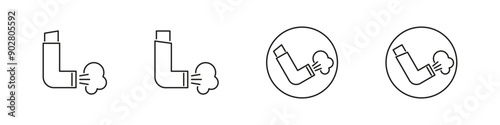 Asthma inhaler vector icons. Lung medical inhalers icon set.