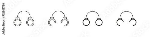 Handcuff vector icon set. Handcuffs prisoner lock icons.