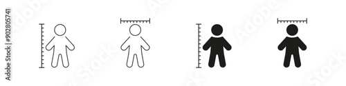 Body measurement vector icon set. Height and width human measure icons.