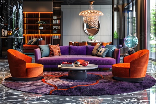 Interiors design of Modern luxury lounge area and living room