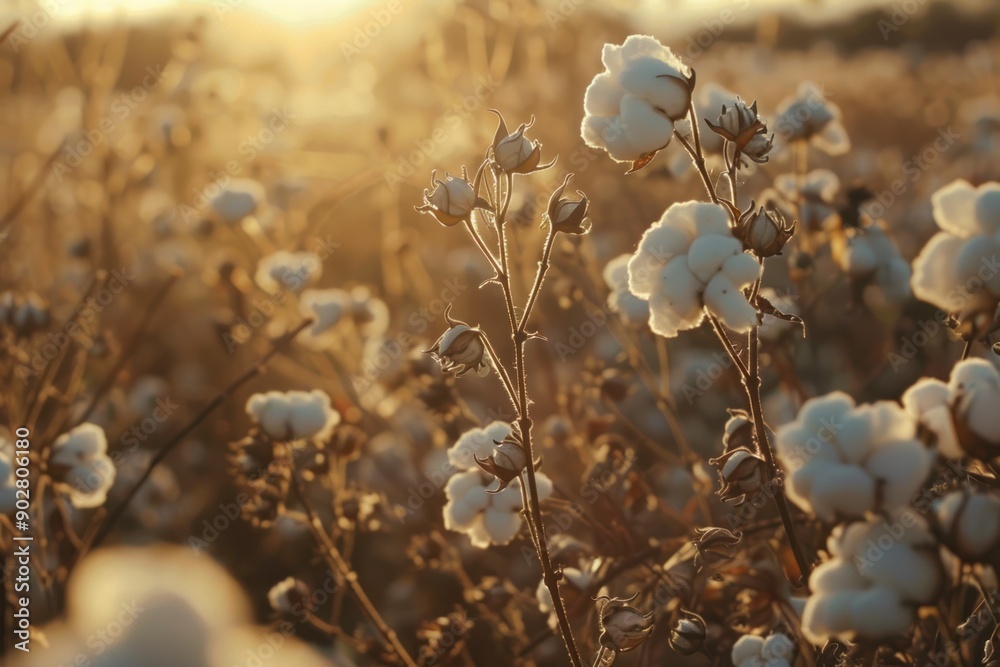 Details in Cotton: A Picturesque Scene of Cotton Fields with Close-Up Details, Showcasing the Beauty of Plantations Details in Cotton: A Picturesque Scene of Cotton Fields with Close-Up Details, Showcasing the Beauty of Plantations