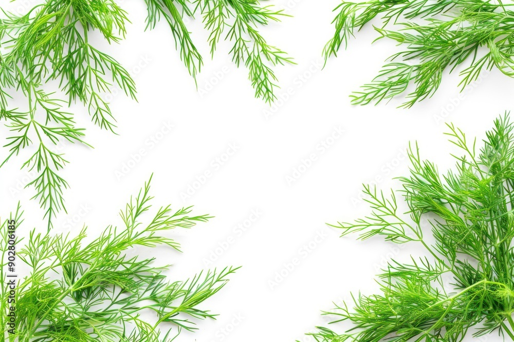 Fototapeta premium Dill fresh healthy herb leaves on white background. Fresh wholefoods farmer's market produce. Healthy lifestyle