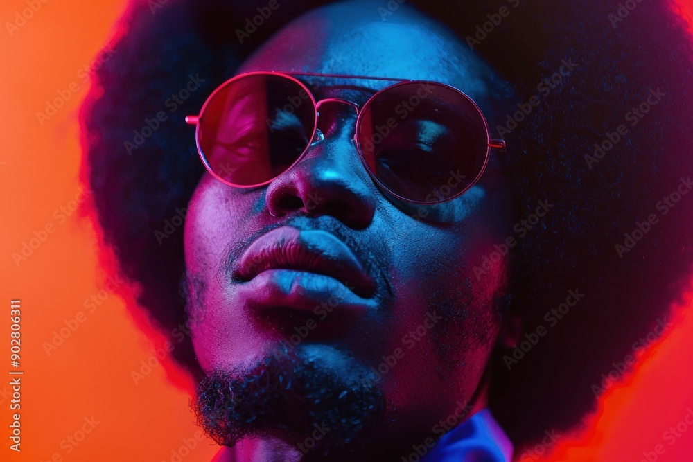 Disco retro style Black Man's Portrait Celebrating Afro Culture and Style Disco retro style Black Man's Portrait Celebrating Afro Culture and Style