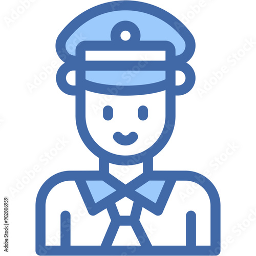 Vector Icon Policeman, Professions And Jobs, Policeman, Black Hair, Guardian, Thule