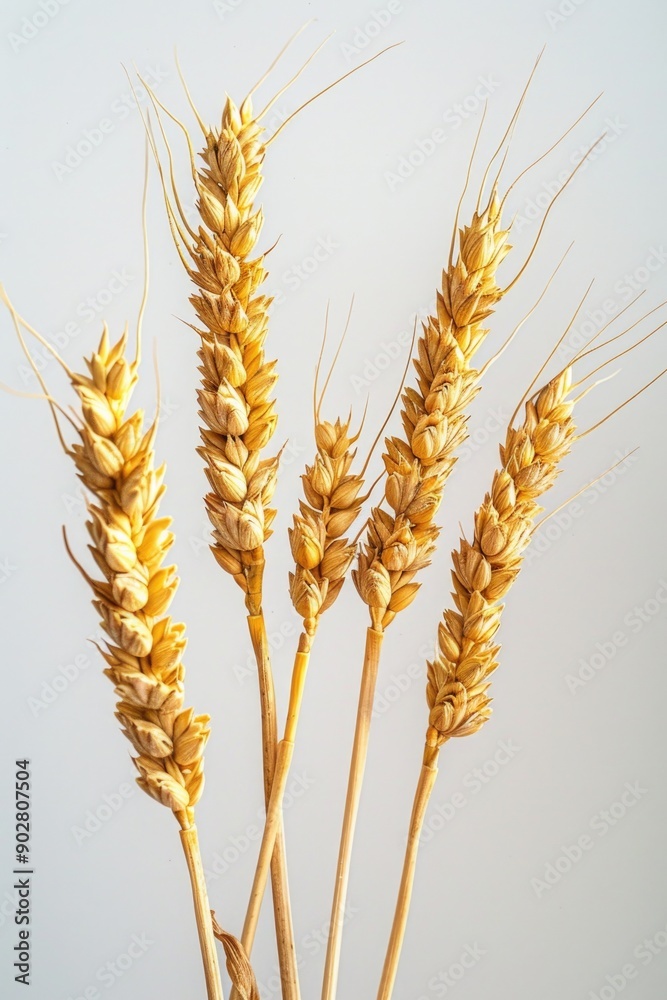 A detailed shot of a bundle of wheat with golden kernels A detailed shot of a bundle of wheat with golden kernels